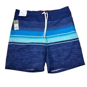 Goodfellow & co Mens Blue Ocean Striped Board Shorts 4-Way Stretch 42 10" Inseam